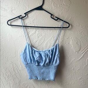 Blue Smocked Crop Camisole small
